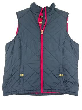 Ralph Lauren Women’s Quilted Puffer Vest Size Large Blue Hot Pink Preppy Zip